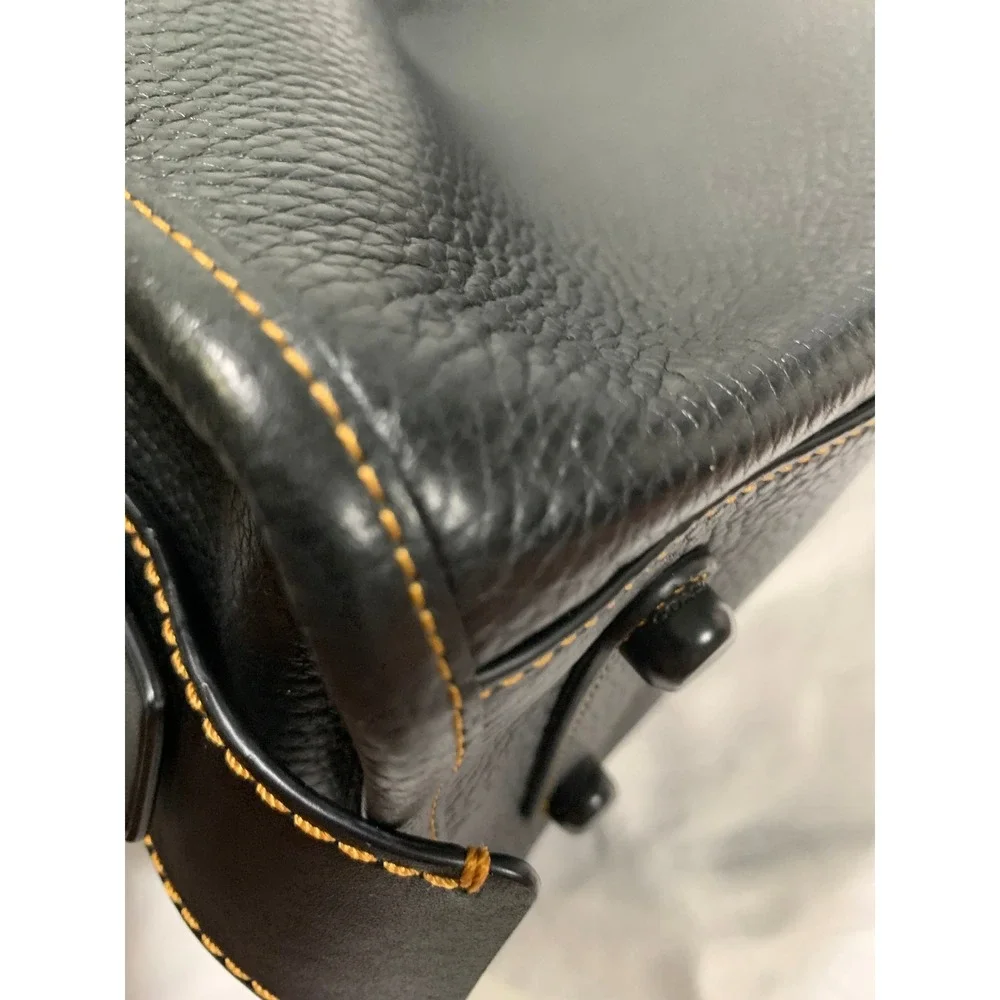 Coach Rogue 31 Black Glovetanned Pebble Leather Tea Rose Floral Satchel Bag